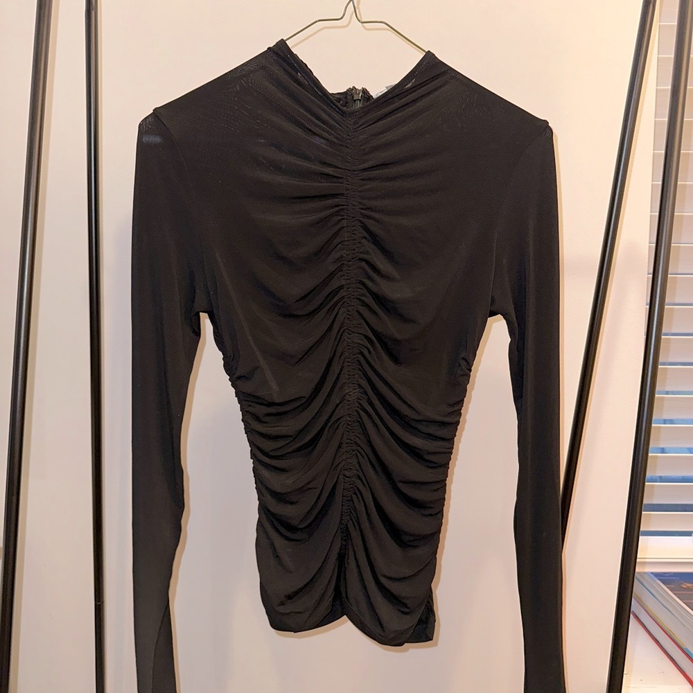 A.L.C. Ruched Black long sleeve top